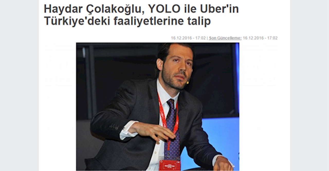 Haydar Çolakoğlu, Yolo ile Uber'in Türkiye'deki Faaliyetlerine Talip